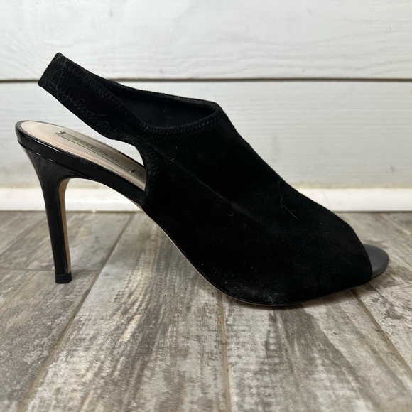 Cole Haan Open Toe Black Suede Slingback Heel Size 8 - Picture 2 of 3
